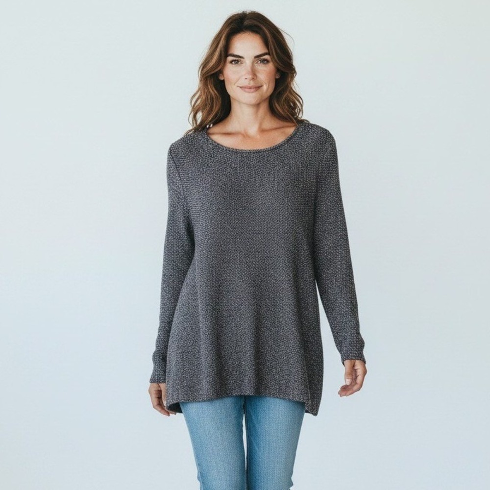 J. Jill Pullover Sweater Womens L Black Multi Metallic Marled Tunic NWT